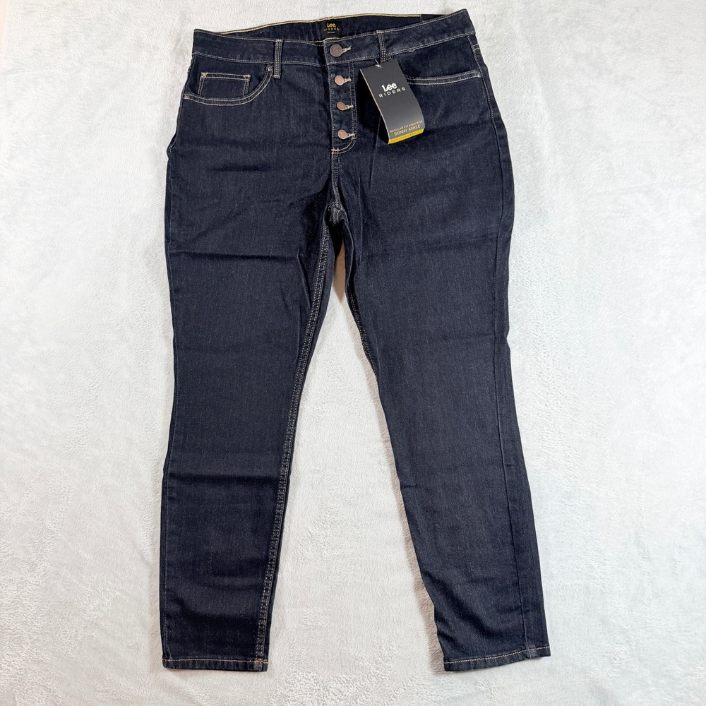 Lee‎ Riders Women's 16M Skinny Ankle Button Fly Jeans Nightfall Dark Wash NWT